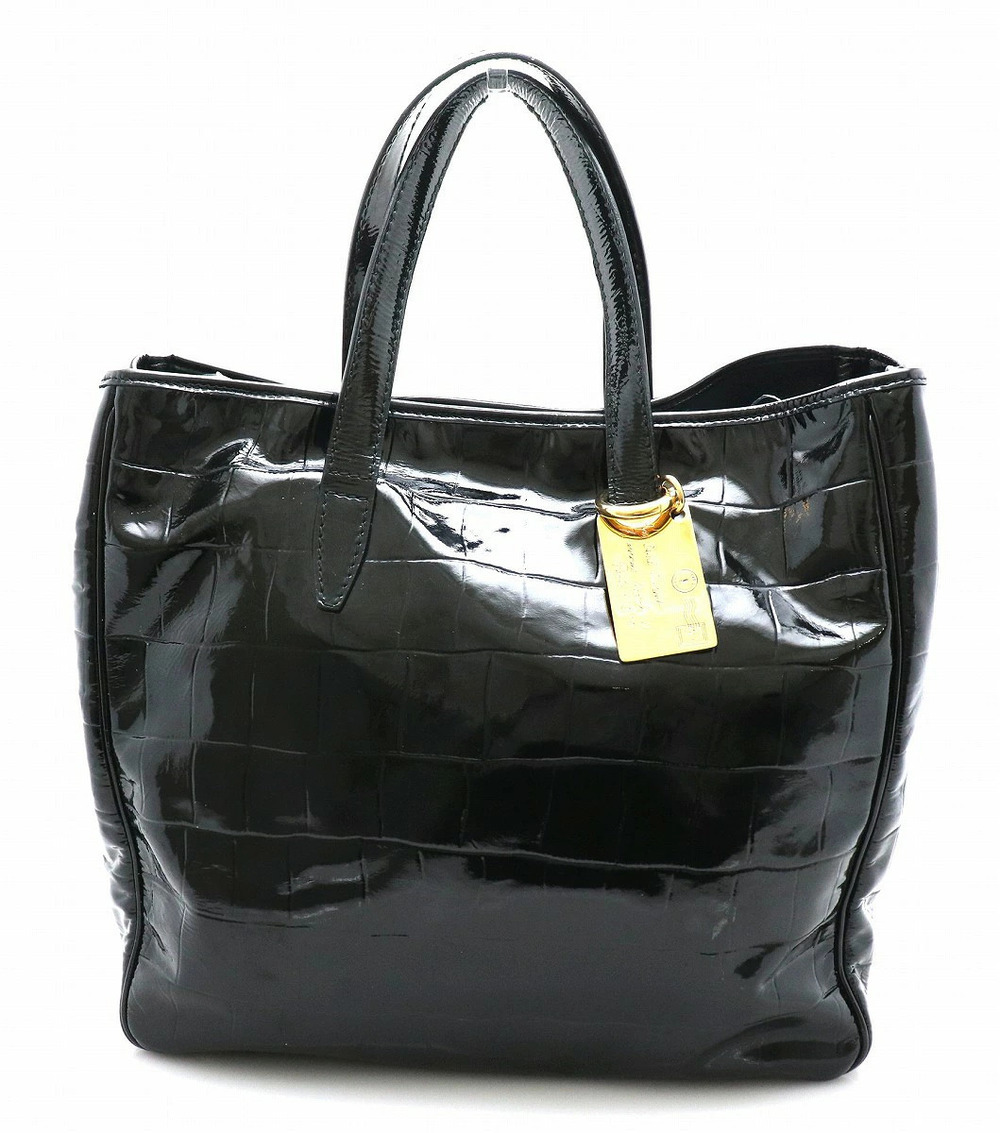 Saint Laurent Yves YSL Yves Y mail Tote Bag Enamel Letter Charm Black Gold